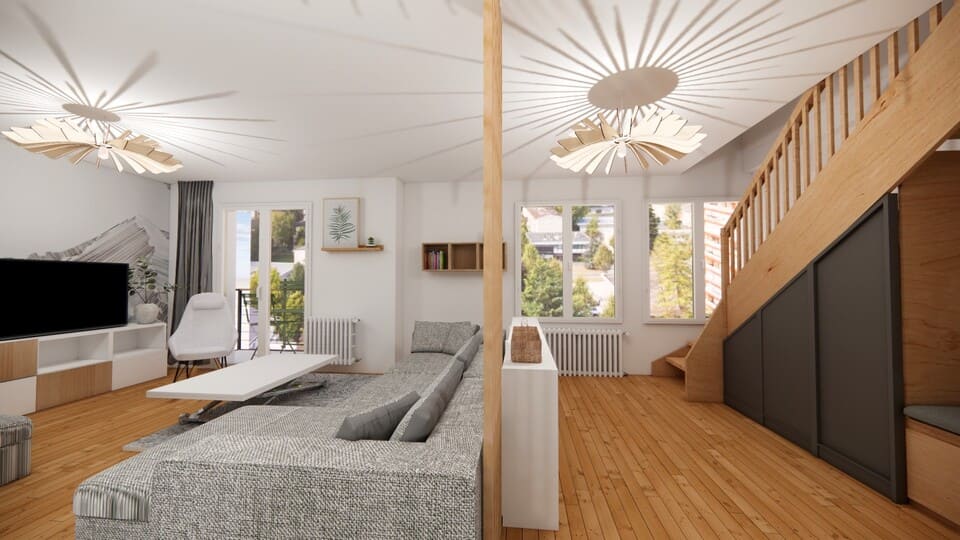 1805-architecture interieur Annecy- RDC. 4-organisation piece de vie-villa parisienne