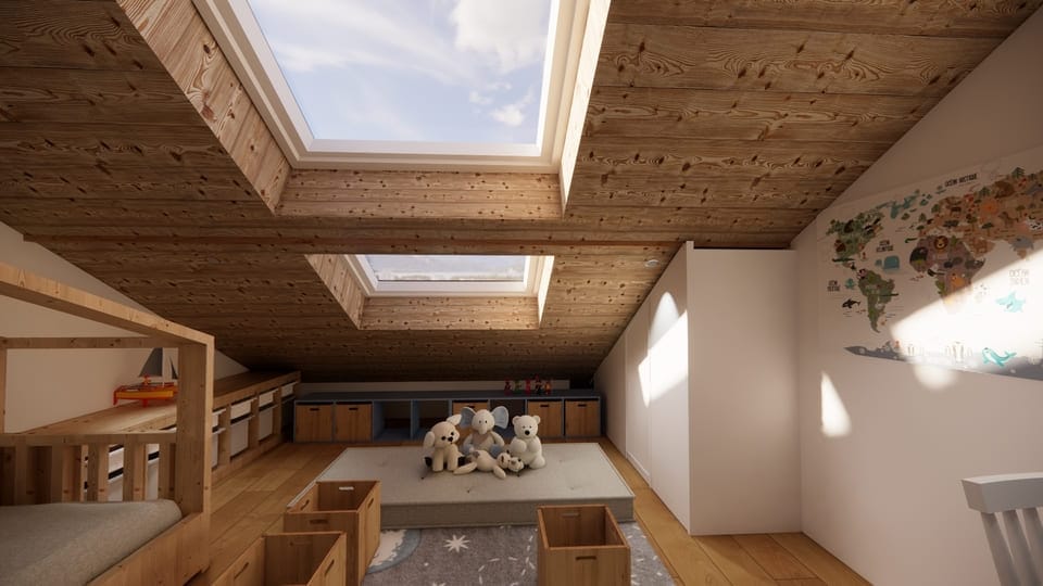 1813-architecture interieur Annecy- R+1 ch enfant velux 2- organisation piece de vie region parisienne